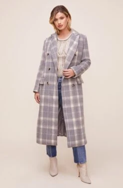 Raquel Plaid Coat -Astr The Label Shop ACT16283 BLUE GRAY MULTI PLAID 5