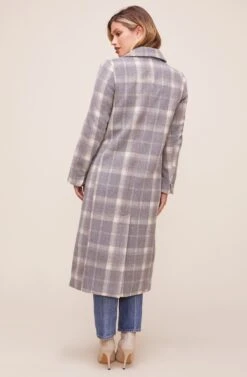 Raquel Plaid Coat -Astr The Label Shop ACT16283 BLUE GRAY MULTI PLAID 7