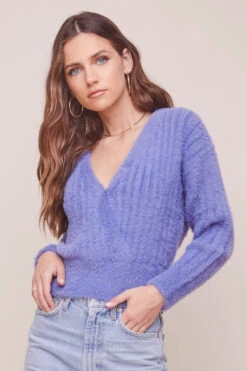 Veda Fuzzy Wrap Sweater 9 Veda Fuzzy Wrap Sweater -Astr The Label Shop ACT16288 BLUE 1