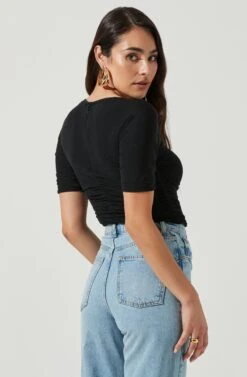 Zelda Ruched Bodysuit -Astr The Label Shop ACT16292 BLACK 4