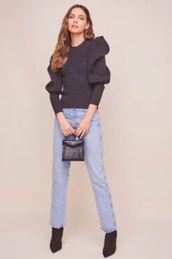Elina Puff Sleeve Sweater -Astr The Label Shop ACT16298 BLACK 1