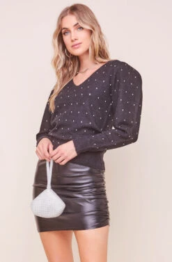 Abigail Puff Sleeve Sweater -Astr The Label Shop ACT16322 BLACK JEWEL 1