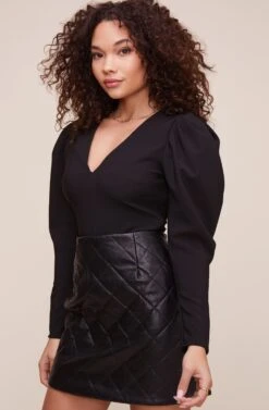 Johanna Puff Sleeve Bodysuit 15 Johanna Puff Sleeve Bodysuit -Astr The Label Shop ACT16337 BLACK 2