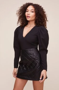 Johanna Puff Sleeve Bodysuit 18 Johanna Puff Sleeve Bodysuit -Astr The Label Shop ACT16337 BLACK 3