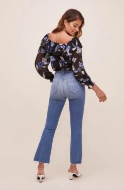 Persephone Floral Ruffle Bodysuit -Astr The Label Shop ACT16447BS BLACKCOBALTFLORAL 4