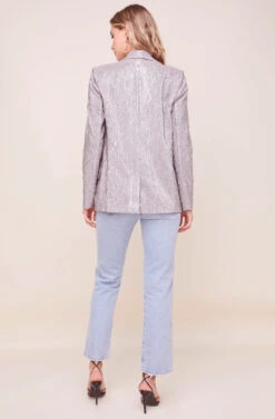 Ayla Metallic Plisse Blazer 10 Ayla Metallic Plisse Blazer -Astr The Label Shop ACT16470 PEWTER 3