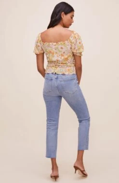 Jayla Floral Puff Sleeve Top -Astr The Label Shop ACT16472 OFFWHITEORANGEFLORAL 5