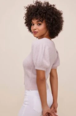 Alba Puff Sleeve Cardigan 22 Alba Puff Sleeve Cardigan -Astr The Label Shop ACT16475 LIGHTMAUVE 6