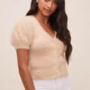 Alba Puff Sleeve Cardigan -Astr The Label Shop ACT16475 NUDE 3