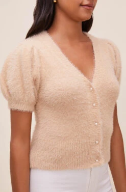Alba Puff Sleeve Cardigan 16 Alba Puff Sleeve Cardigan -Astr The Label Shop ACT16475 NUDE 4
