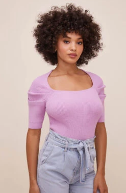 Adelia Ribbed Knit Sweater -Astr The Label Shop ACT16525 ORCHID 3