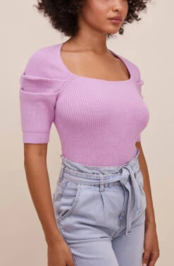 Adelia Ribbed Knit Sweater -Astr The Label Shop ACT16525 ORCHID 4
