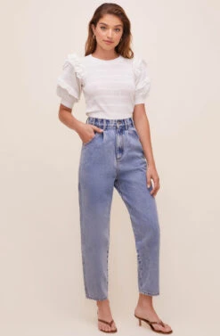 Sonora Pointelle Puff Sleeve Sweater -Astr The Label Shop ACT16540 WHITE 2