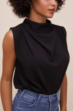 Remi Mock Neck Sleeveless Bodysuit -Astr The Label Shop ACT16564 BLACK 6