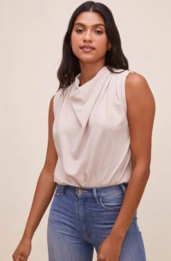 Remi Mock Neck Sleeveless Bodysuit -Astr The Label Shop ACT16564 SAND 3