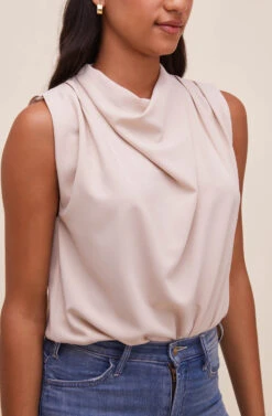 Remi Mock Neck Sleeveless Bodysuit -Astr The Label Shop ACT16564 SAND 4