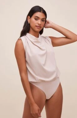 Remi Mock Neck Sleeveless Bodysuit -Astr The Label Shop ACT16564 SAND 7