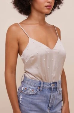 Tiffany Pearl Embellished Bodysuit -Astr The Label Shop ACT16566 STONE 4