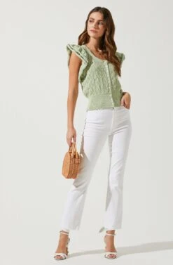 Myla Ruffle Sleeve Cardigan -Astr The Label Shop ACT16583 LAURELGREEN 1