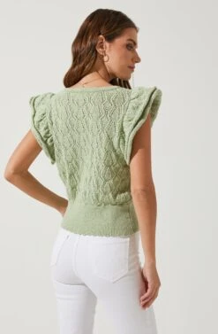 Myla Ruffle Sleeve Cardigan -Astr The Label Shop ACT16583 LAURELGREEN 4