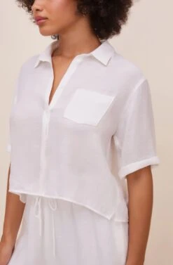 Chrysanthe Short Sleeve Button Up Top 17 Chrysanthe Short Sleeve Button Up Top -Astr The Label Shop ACT16584 WHITE 1