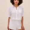 Chrysanthe Short Sleeve Button Up Top -Astr The Label Shop ACT16584 WHITE 2