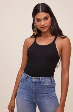 Denisse Ribbed Knit Bodysuit 20 Denisse Ribbed Knit Bodysuit -Astr The Label Shop ACT16588 BLACK 4