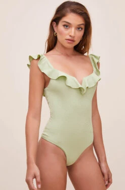 Lala Ruffle Bodysuit -Astr The Label Shop ACT16596 CELERY 7