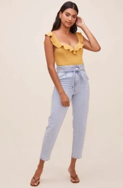Lala Ruffle Bodysuit -Astr The Label Shop ACT16596 DIJONMUSTARD 1