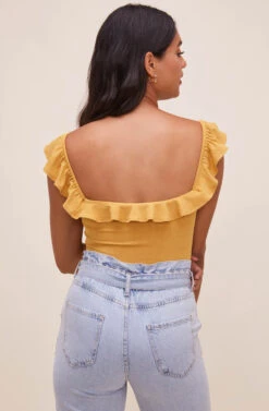Lala Ruffle Bodysuit -Astr The Label Shop ACT16596 DIJONMUSTARD 6