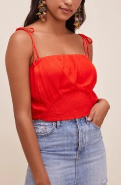 Aracely Smocked Crop Top -Astr The Label Shop ACT16607 CHERRY 3