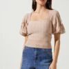 Imani Knit Bubble Sleeve Sweater -Astr The Label Shop ACT16623 DARKBLUSH 2