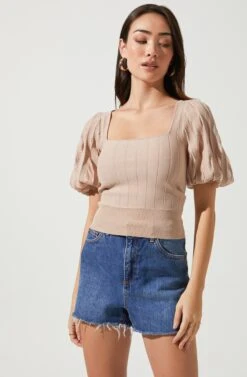 Imani Knit Bubble Sleeve Sweater