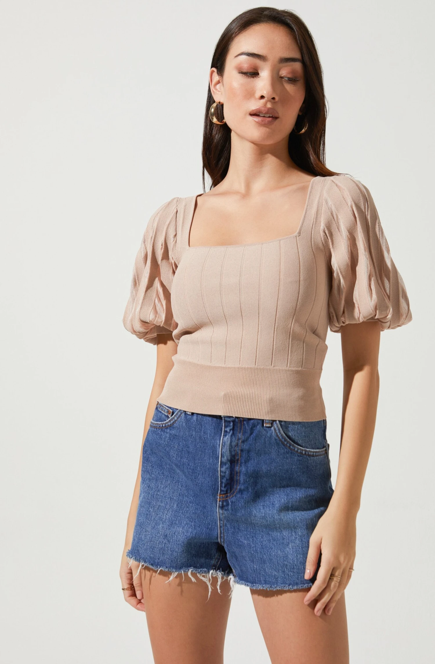 Imani Knit Bubble Sleeve Sweater 3 Imani Knit Bubble Sleeve Sweater