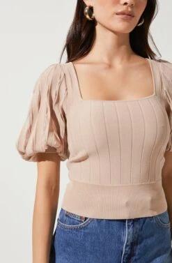 Imani Knit Bubble Sleeve Sweater 8 Imani Knit Bubble Sleeve Sweater -Astr The Label Shop ACT16623 DARKBLUSH 3