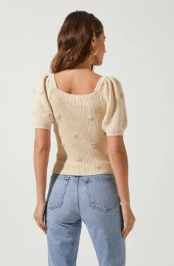 Bria Floral Embroidered Sweater -Astr The Label Shop ACT16627 BEIGEMULTI 4