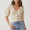 Peyton Scallop Edge Pointelle Cardigan -Astr The Label Shop ACT16632 NATURAL 2