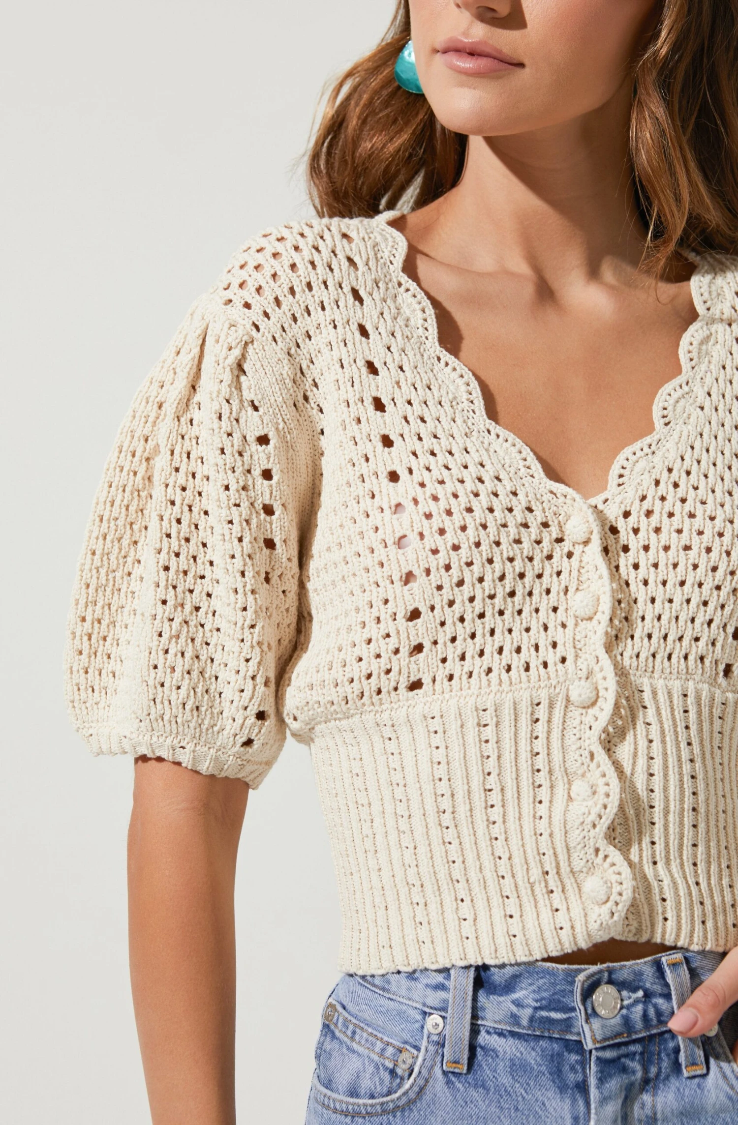 Peyton Scallop Edge Pointelle Cardigan 5 Peyton Scallop Edge Pointelle Cardigan - Image 3