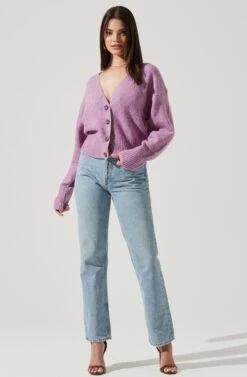 Belmont Button Down Cardigan 20 Belmont Button Down Cardigan -Astr The Label Shop ACT16728 PURPLEMULTI 1 NEW