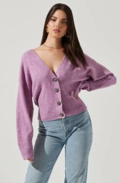 Belmont Button Down Cardigan 18 Belmont Button Down Cardigan -Astr The Label Shop ACT16728 PURPLEMULTI 2 NEW