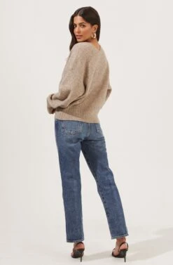 Belmont Button Down Cardigan 16 Belmont Button Down Cardigan -Astr The Label Shop ACT16728 TAUPEGREYMARL 4