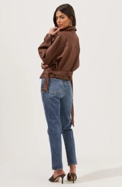 Rubia Faux Leather Moto Jacket 16 Rubia Faux Leather Moto Jacket -Astr The Label Shop ACT16740 BROWN 5