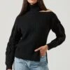Sequoia Cutout Shoulder Turtleneck Sweater -Astr The Label Shop ACT16747 BLACK 2 NEW