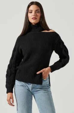 Sequoia Cutout Shoulder Turtleneck Sweater