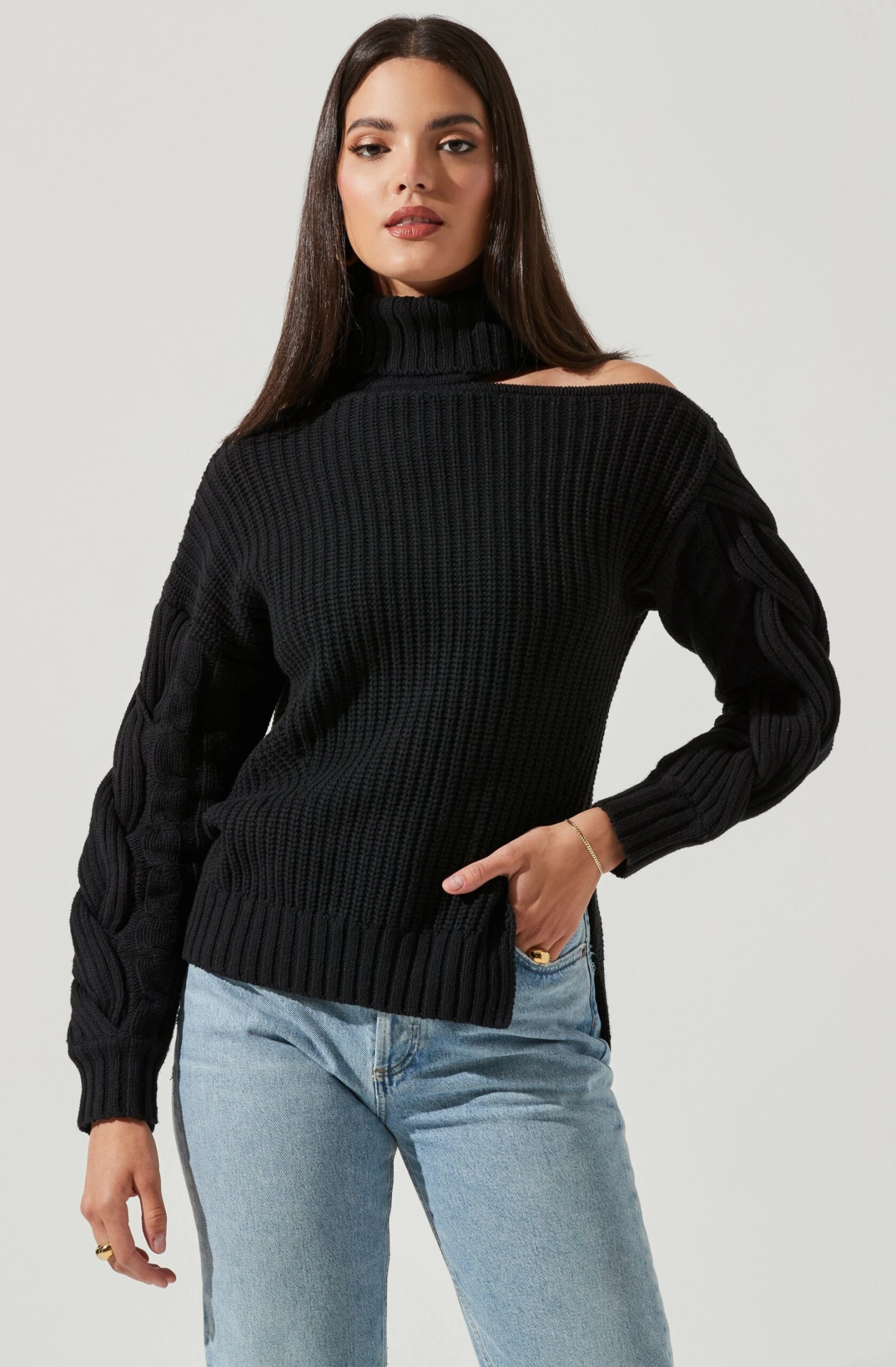 Sequoia Cutout Shoulder Turtleneck Sweater 3 Sequoia Cutout Shoulder Turtleneck Sweater