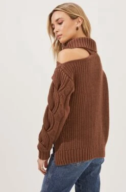 Sequoia Cutout Shoulder Turtleneck Sweater 26 Sequoia Cutout Shoulder Turtleneck Sweater -Astr The Label Shop ACT16747 CHOCOLATE 6