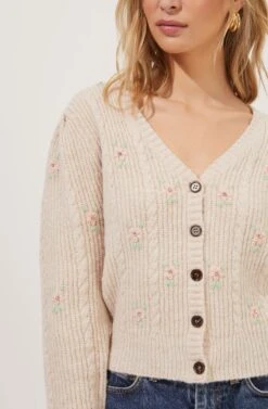 Tea Party Embroidered Flower Cardigan -Astr The Label Shop ACT16748 BLUSHFLOWER 3