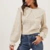 Safford Pointelle Oversized Collar Sweater -Astr The Label Shop ACT16762 IVORY 3