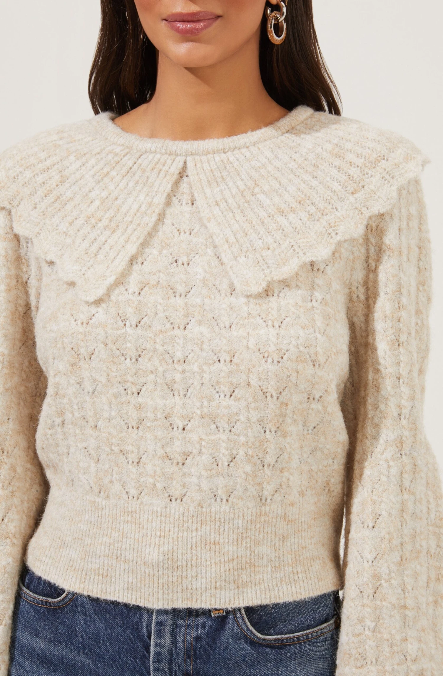 Safford Pointelle Oversized Collar Sweater 7 Safford Pointelle Oversized Collar Sweater - Image 5