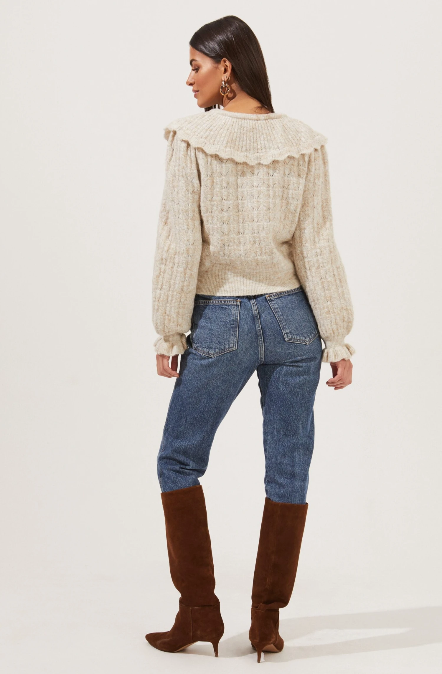 Safford Pointelle Oversized Collar Sweater 6 Safford Pointelle Oversized Collar Sweater - Image 4